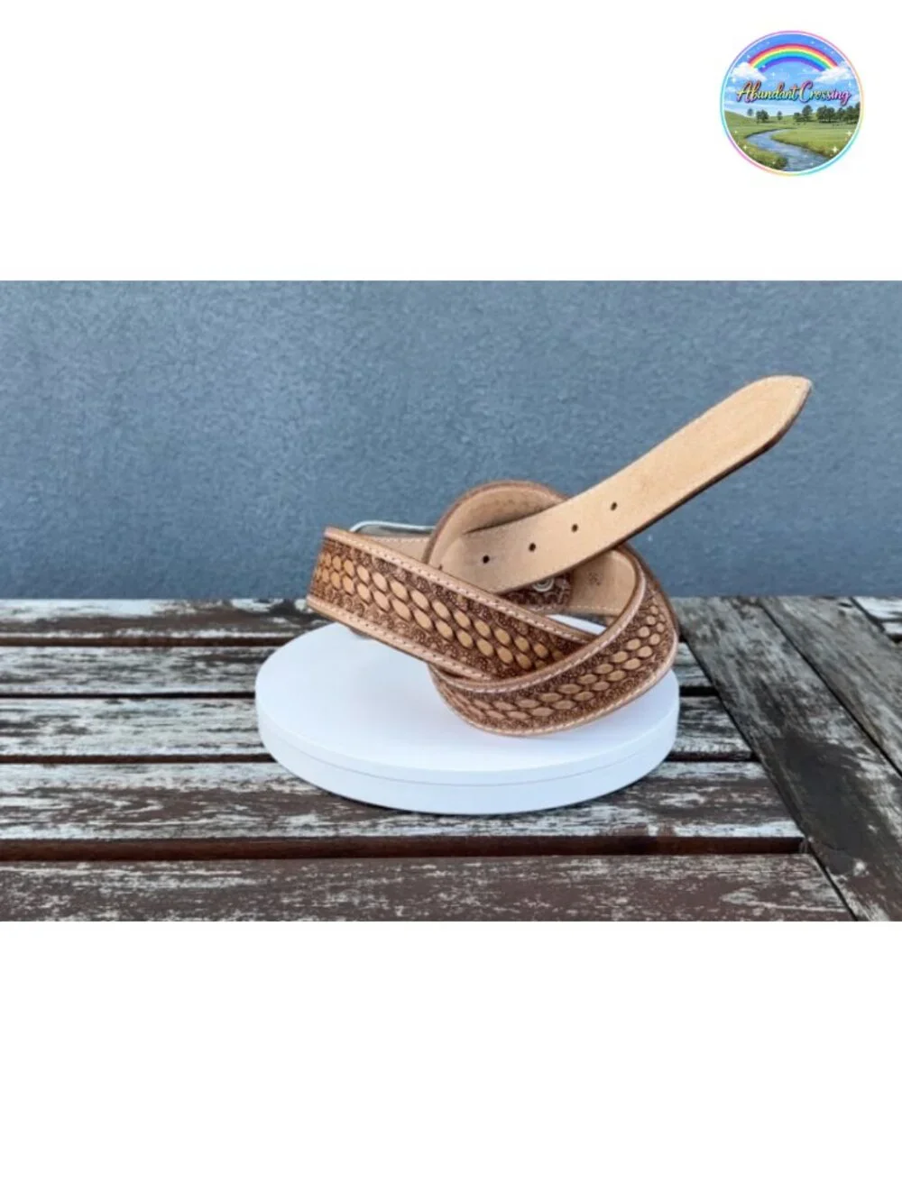 Full Grain Leather Western Belt Men Tooled Embossed 1.5